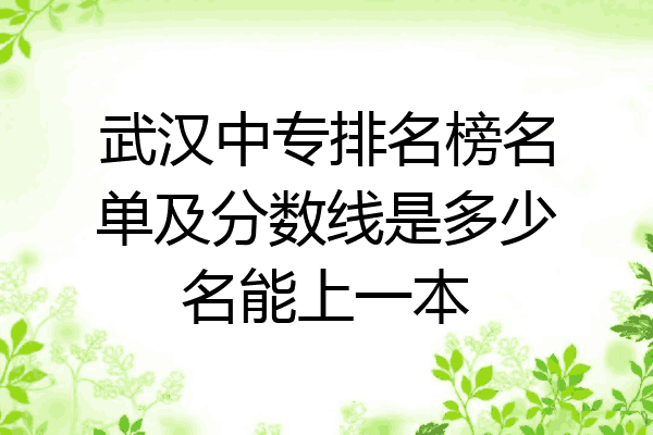 武汉中专排名榜名单及分数线是多少名能上一本