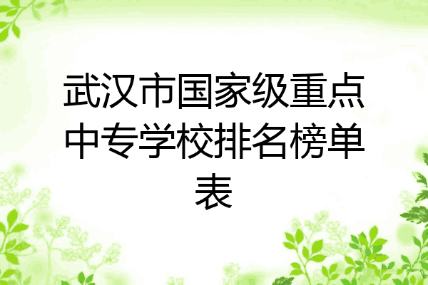 武汉市国家级重点中专学校排名榜单表