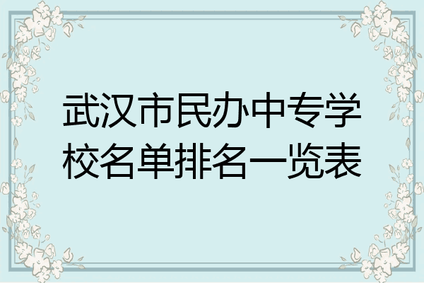 武汉市民办中专学校名单排名一览表
