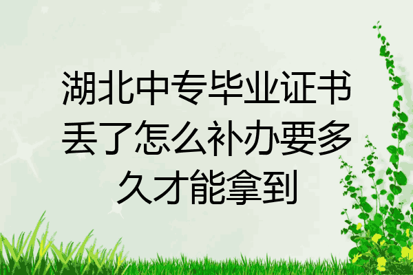 湖北中专毕业证书丢了怎么补办要多久才能拿到
