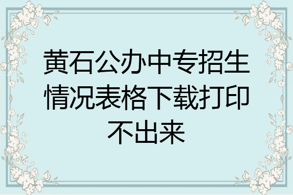 黄石公办中专招生情况表格下载打印不出来