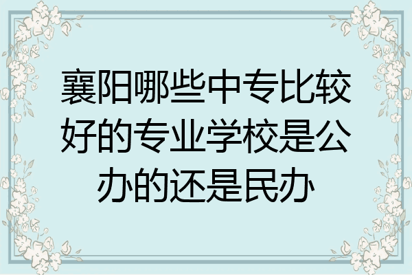 襄阳哪些中专比较好的专业学校是公办的还是民办