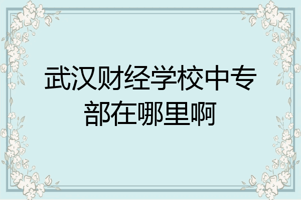 武汉财经学校中专部在哪里啊