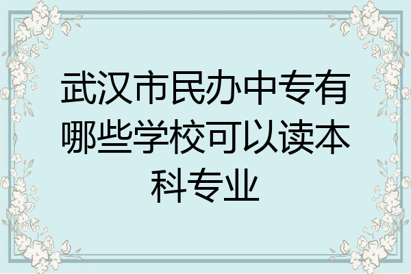 武汉市民办中专有哪些学校可以读本科专业