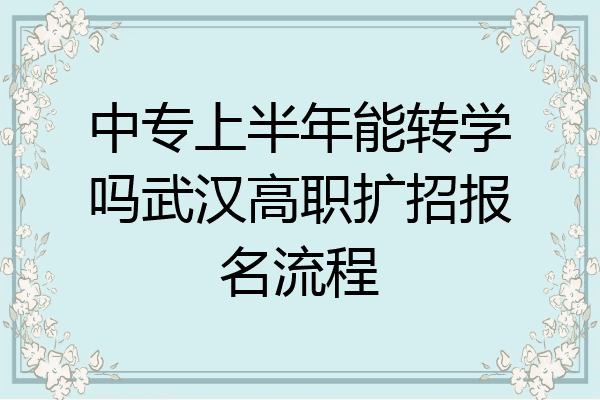中专上半年能转学吗武汉高职扩招报名流程