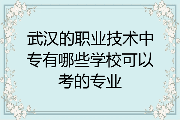 武汉的职业技术中专有哪些学校可以考的专业