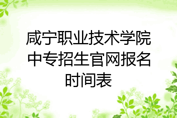 咸宁职业技术学院中专招生官网报名时间表