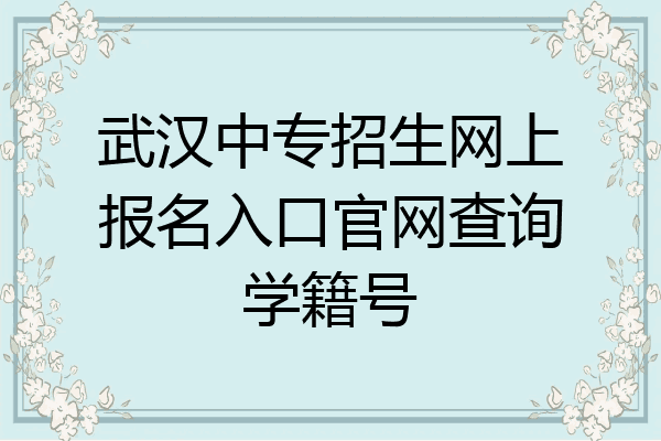 武汉中专招生网上报名入口官网查询学籍号