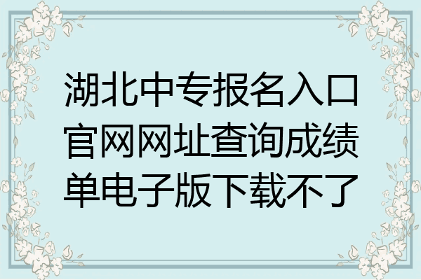 湖北中专报名入口官网网址查询成绩单电子版下载不了