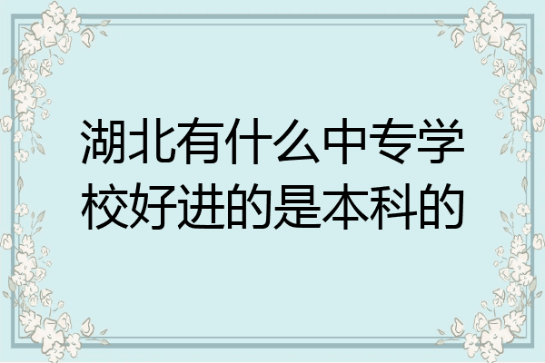 湖北有什么中专学校好进的是本科的