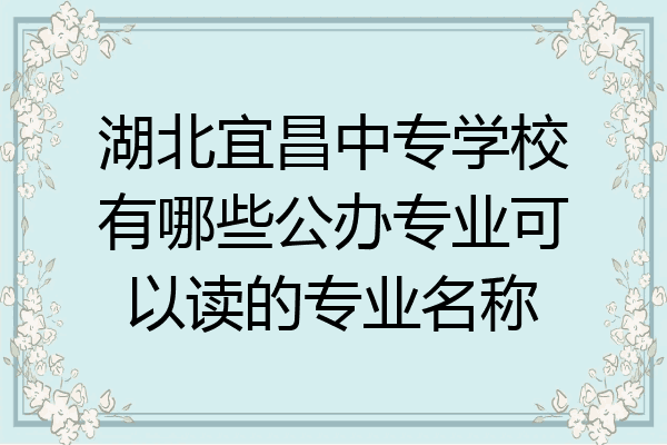 湖北宜昌中专学校有哪些公办专业可以读的专业名称