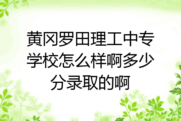 黄冈罗田理工中专学校怎么样啊多少分录取的啊