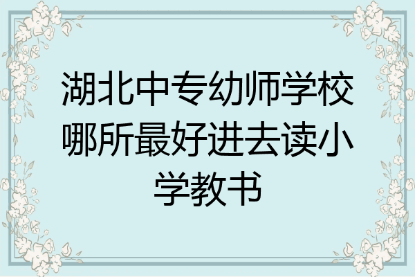 湖北中专幼师学校哪所最好进去读小学教书