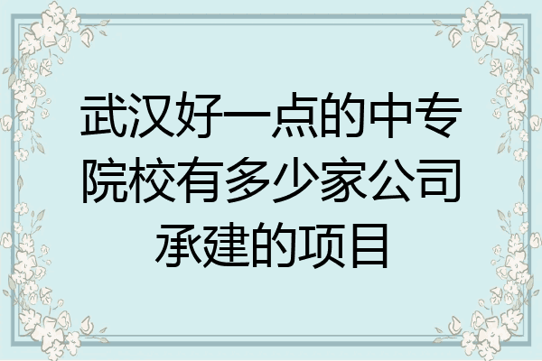武汉好一点的中专院校有多少家公司承建的项目