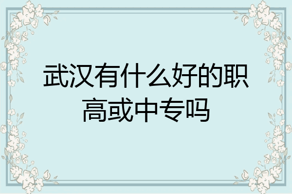 武汉有什么好的职高或中专吗