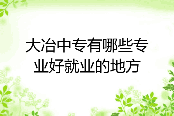 大冶中专有哪些专业好就业的地方