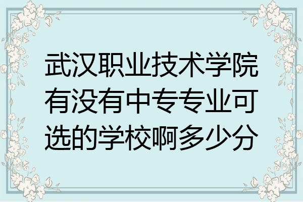 武汉职业技术学院有没有中专专业可选的学校啊多少分