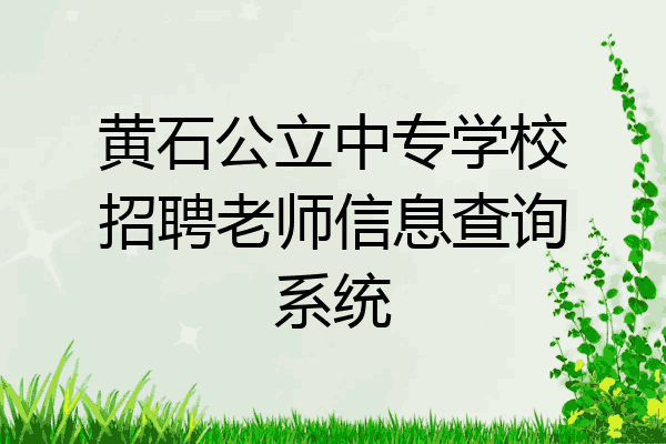 黄石公立中专学校招聘老师信息查询系统
