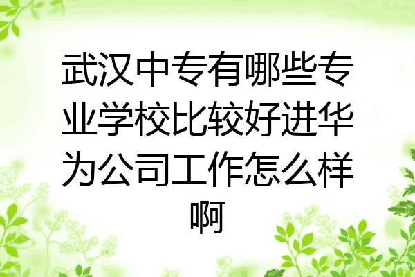武汉中专有哪些专业学校比较好进华为公司工作怎么样啊