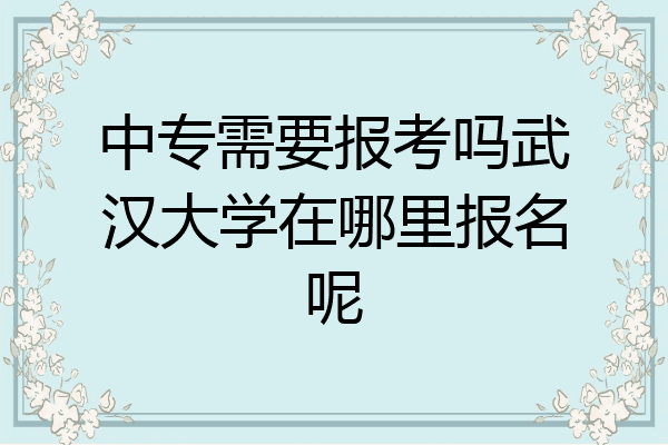 中专需要报考吗武汉大学在哪里报名呢