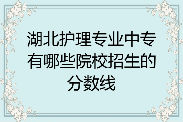 湖北护理专业中专有哪些院校招生的分数线