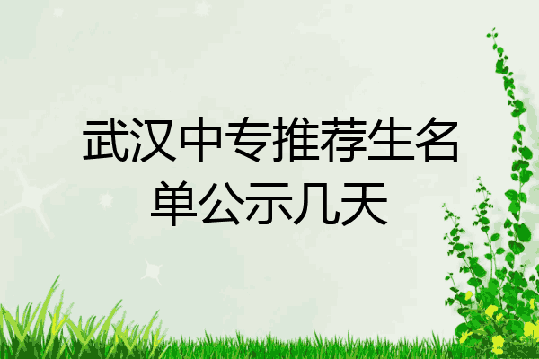 武汉中专推荐生名单公示几天