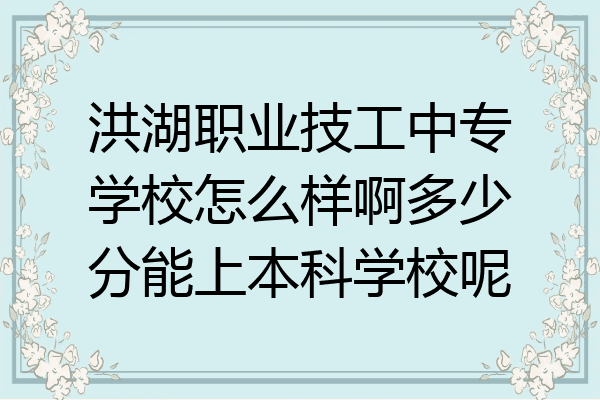 洪湖职业技工中专学校怎么样啊多少分能上本科学校呢