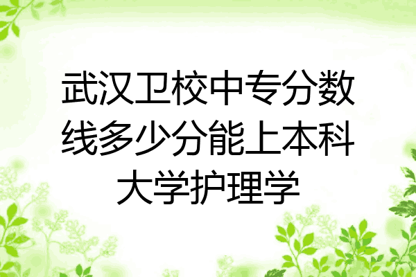 武汉卫校中专分数线多少分能上本科大学护理学