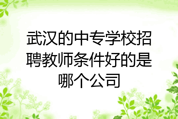 武汉的中专学校招聘教师条件好的是哪个公司