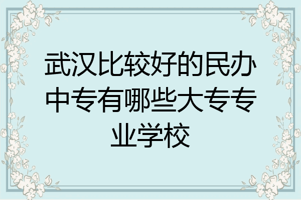 武汉比较好的民办中专有哪些大专专业学校