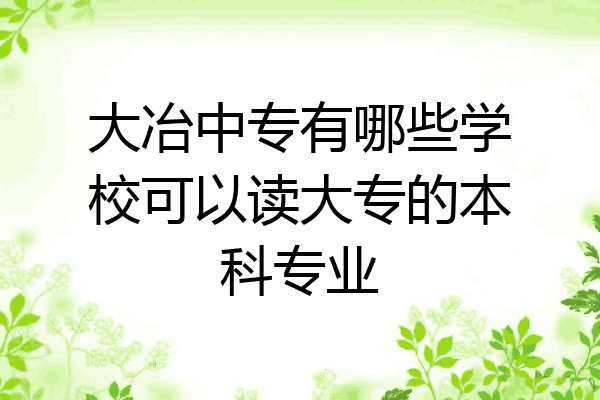 大冶中专有哪些学校可以读大专的本科专业