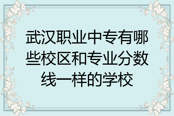 武汉职业中专有哪些校区和专业分数线一样的学校