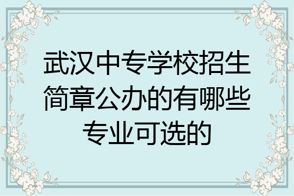 武汉中专学校招生简章公办的有哪些专业可选的