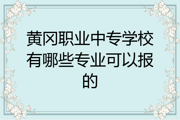黄冈职业中专学校有哪些专业可以报的