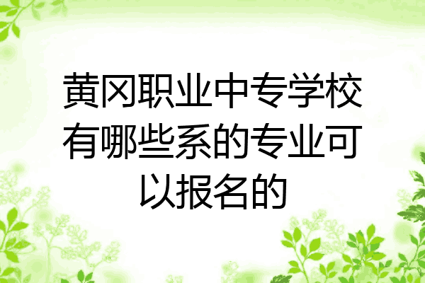 黄冈职业中专学校有哪些系的专业可以报名的