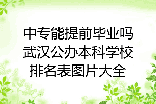 中专能提前毕业吗武汉公办本科学校排名表图片大全