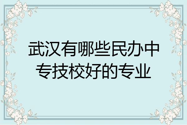 武汉有哪些民办中专技校好的专业
