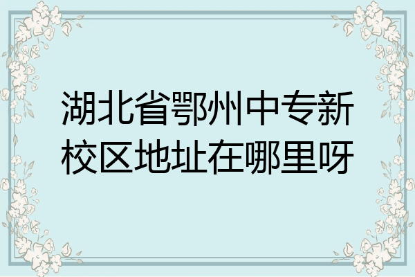 湖北省鄂州中专新校区地址在哪里呀