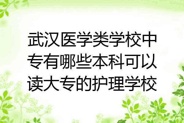 武汉医学类学校中专有哪些本科可以读大专的护理学校