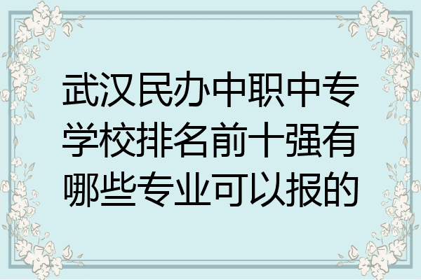 武汉民办中职中专学校排名前十强有哪些专业可以报的
