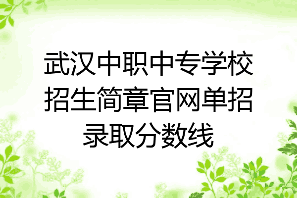 武汉中职中专学校招生简章官网单招录取分数线