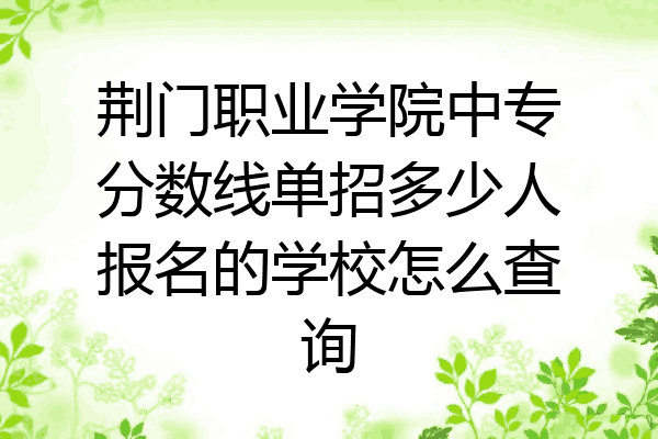 荆门职业学院中专分数线单招多少人报名的学校怎么查询