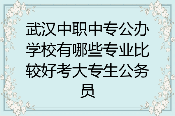 武汉中职中专公办学校有哪些专业比较好考大专生公务员