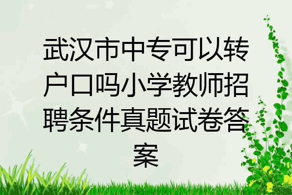 武汉市中专可以转户口吗小学教师招聘条件真题试卷答案