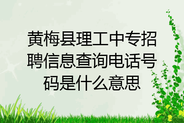 黄梅县理工中专招聘信息查询电话号码是什么意思