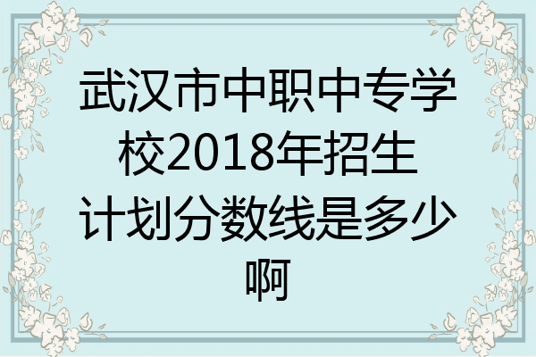 武汉市中职中专学校2018年招生计划分数线是多少啊