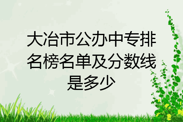 大冶市公办中专排名榜名单及分数线是多少