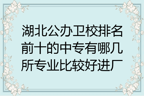 湖北公办卫校排名前十的中专有哪几所专业比较好进厂
