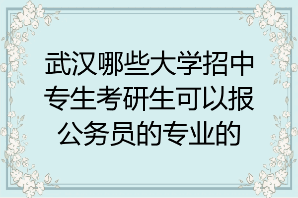 武汉哪些大学招中专生考研生可以报公务员的专业的