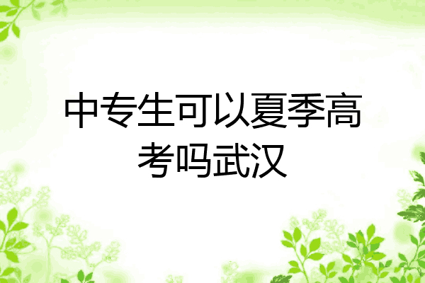 中专生可以夏季高考吗武汉